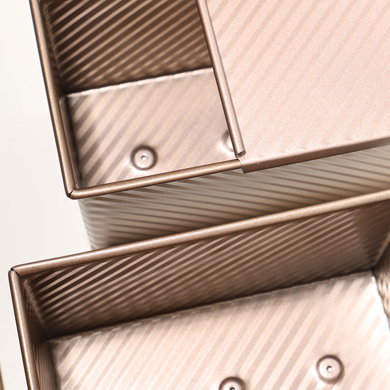 450g gold corrugated pullman pan with lid 21x12x11.4cm
